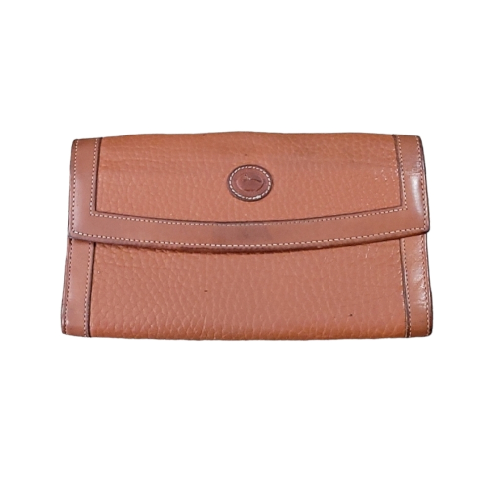 Vintage Signature Dooney & Bourke Leather Pocket Book Wallet w/ Coin Pouch
